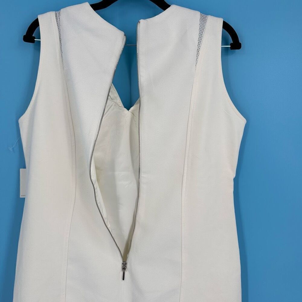 NWT Dalia Women's Sleeveless Fully Lined V-Neck Sheath Midi Dress Ivory‎ Size 12 - Picture 7 of 12